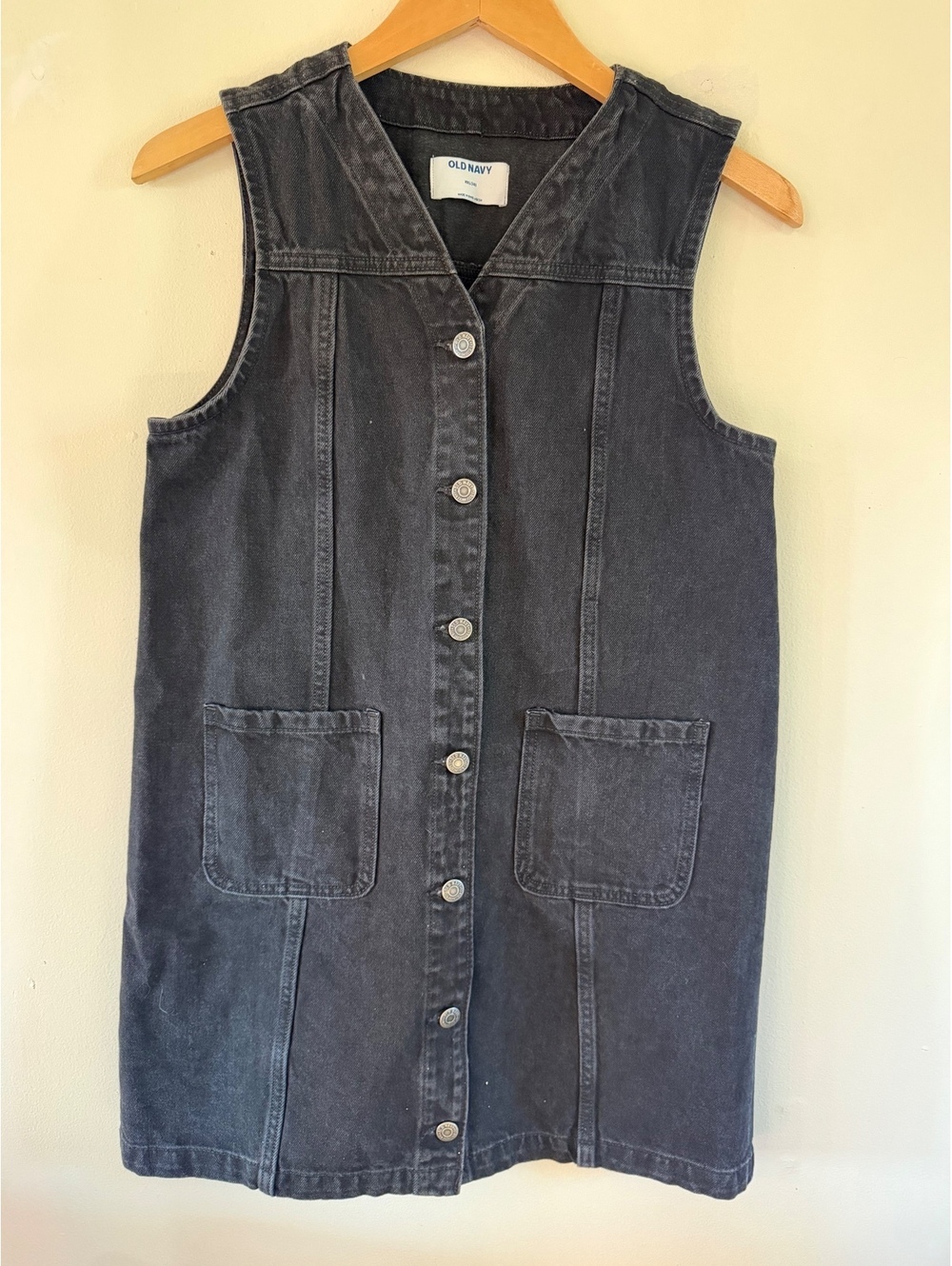 Old Navy Button Down Black Denim Mini Dress Size Medium